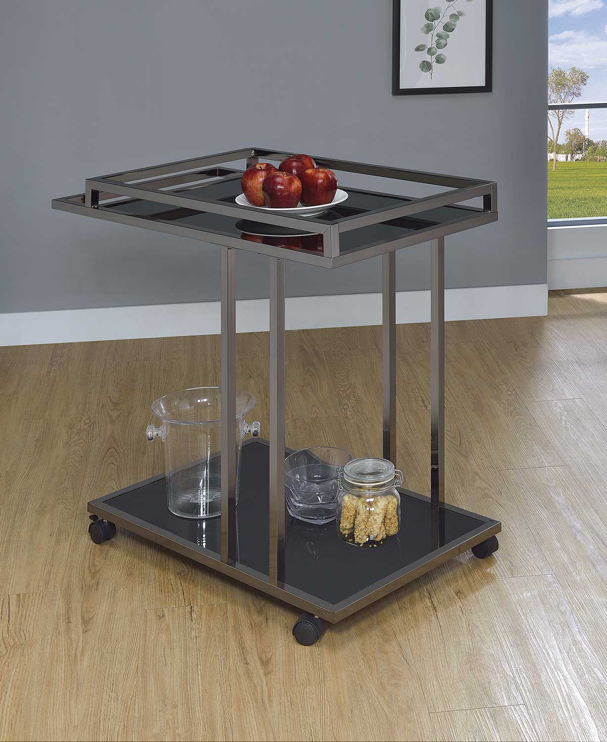 Coaster 910146 Serving Cart - Black Nickel