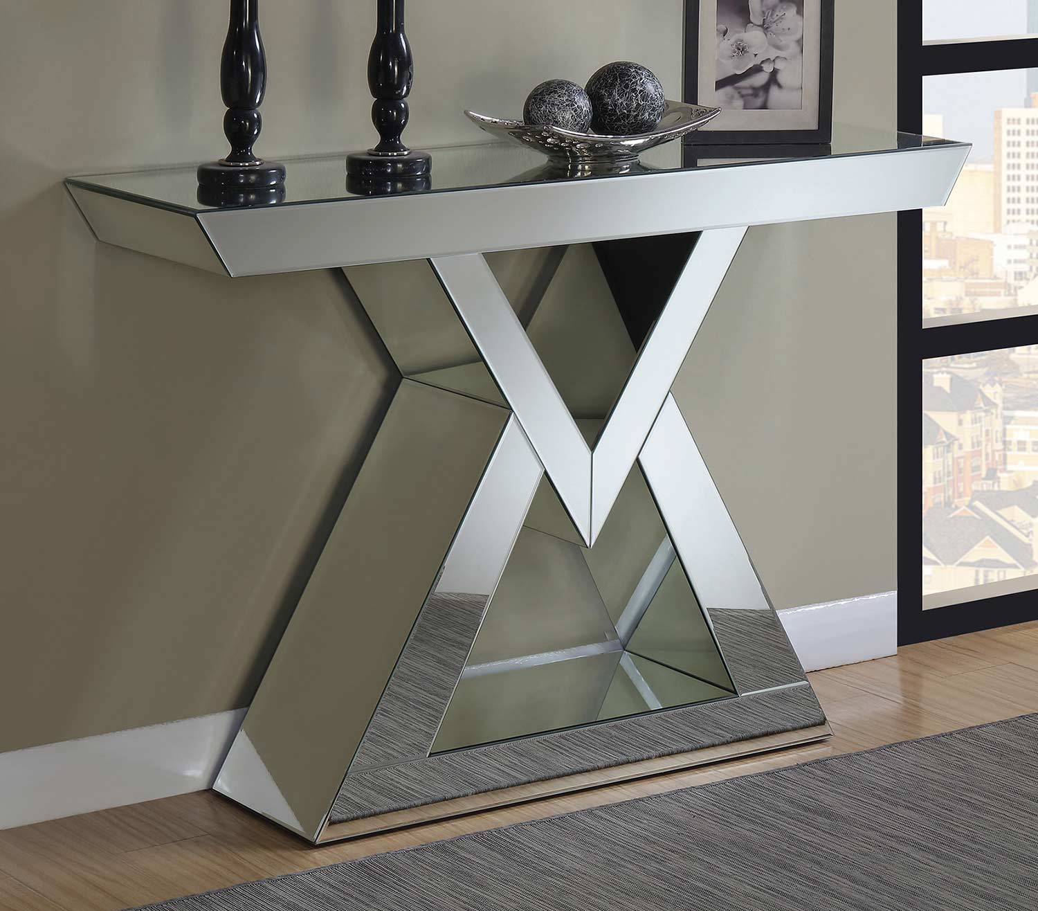 Coaster 930009 Console Table - Clear Mirror