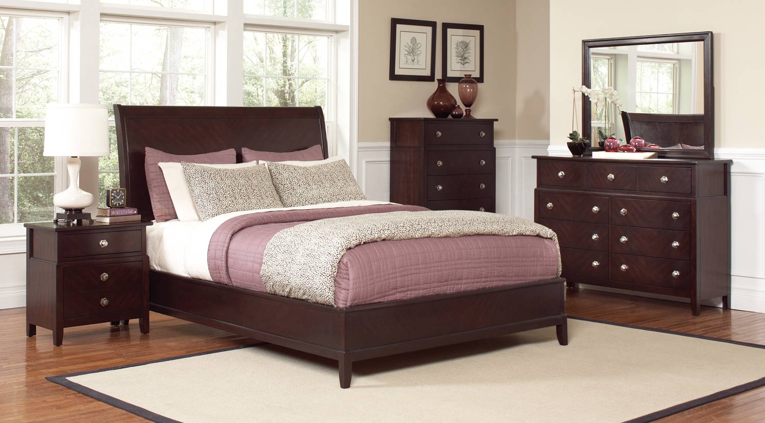 Coaster Albright Bedroom Set - Cherry Albright-Bed-Set at Homelement.com