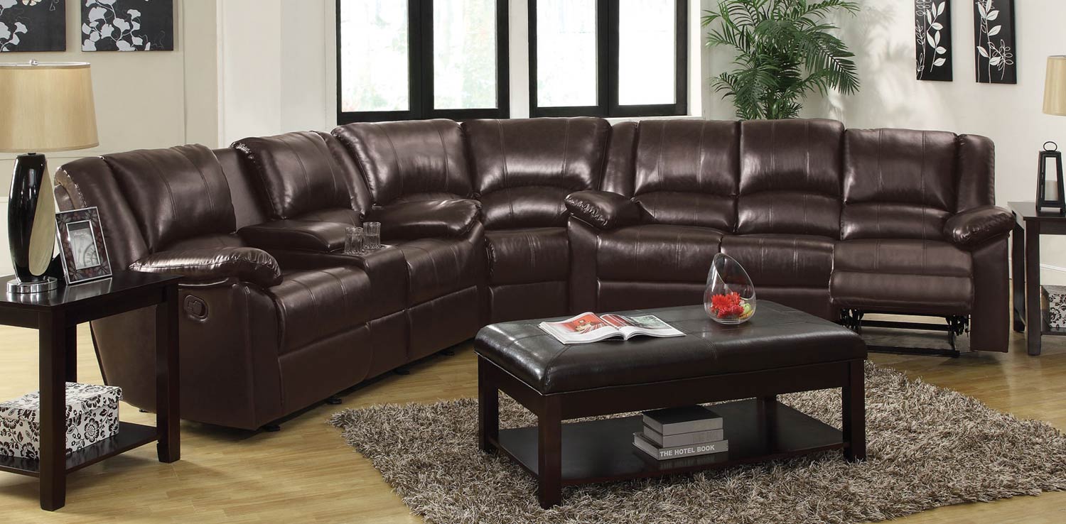 Coaster Bekah Reclining Sectional Sofa Set - Brown