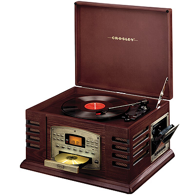 Crosley Entertainer with Recorder-Cherry Entertainment Center