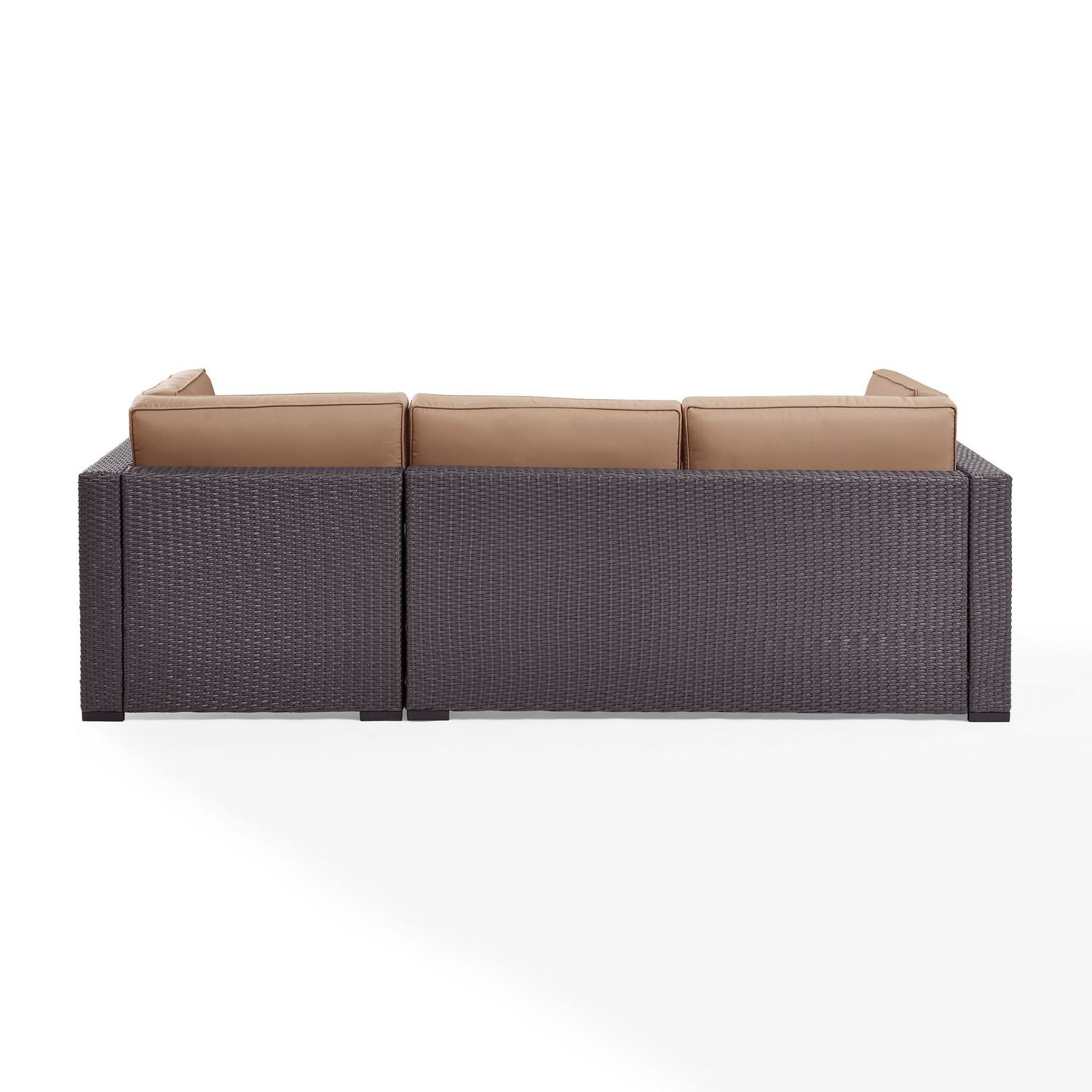 Crosley Biscayne 3-PC Outdoor Wicker Sectional Set - Loveseat, Corner Chair, Coffee Table - Mocha/Brown