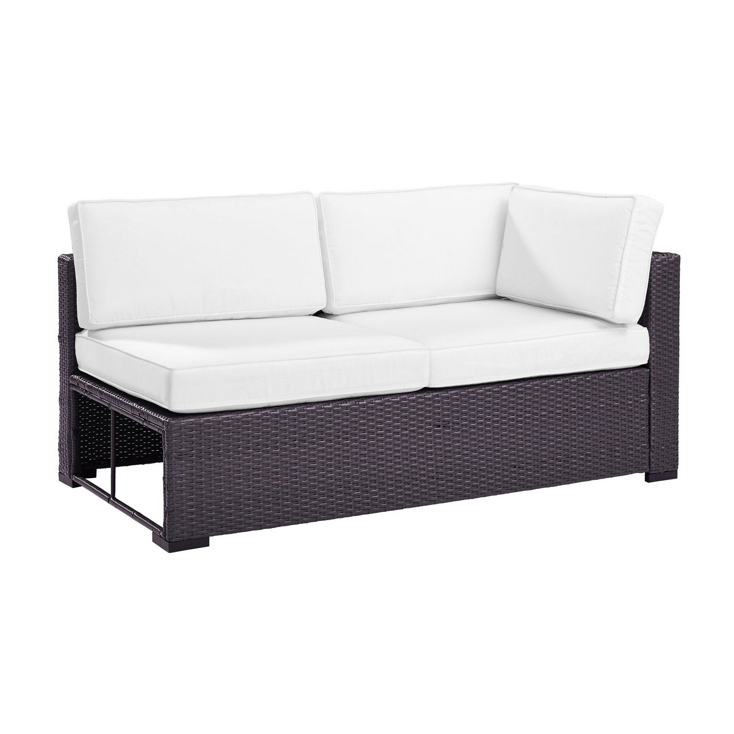 Crosley Biscayne Outdoor Wicker Sectional Loveseat - White/Brown