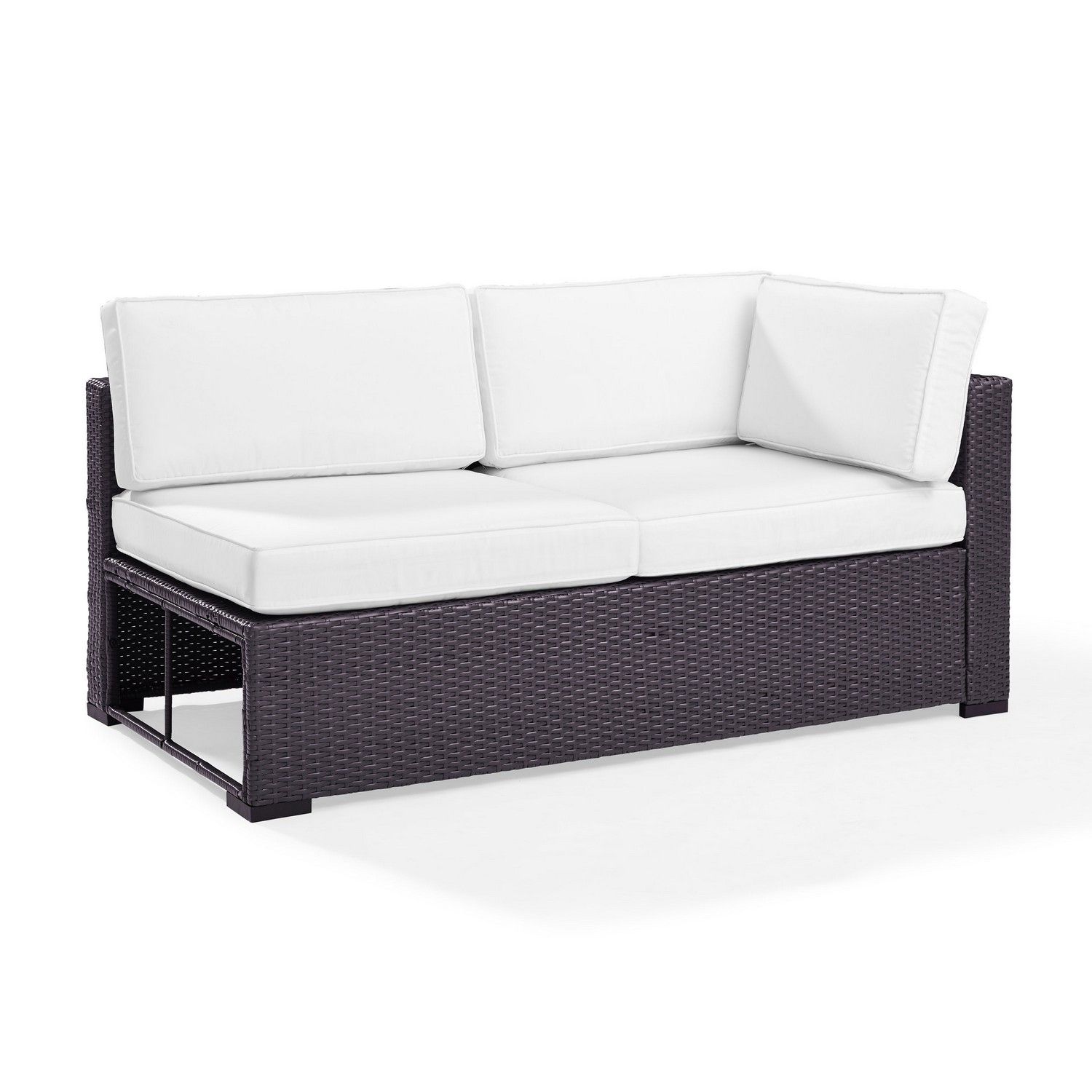Crosley Biscayne Outdoor Wicker Sectional Loveseat - White/Brown
