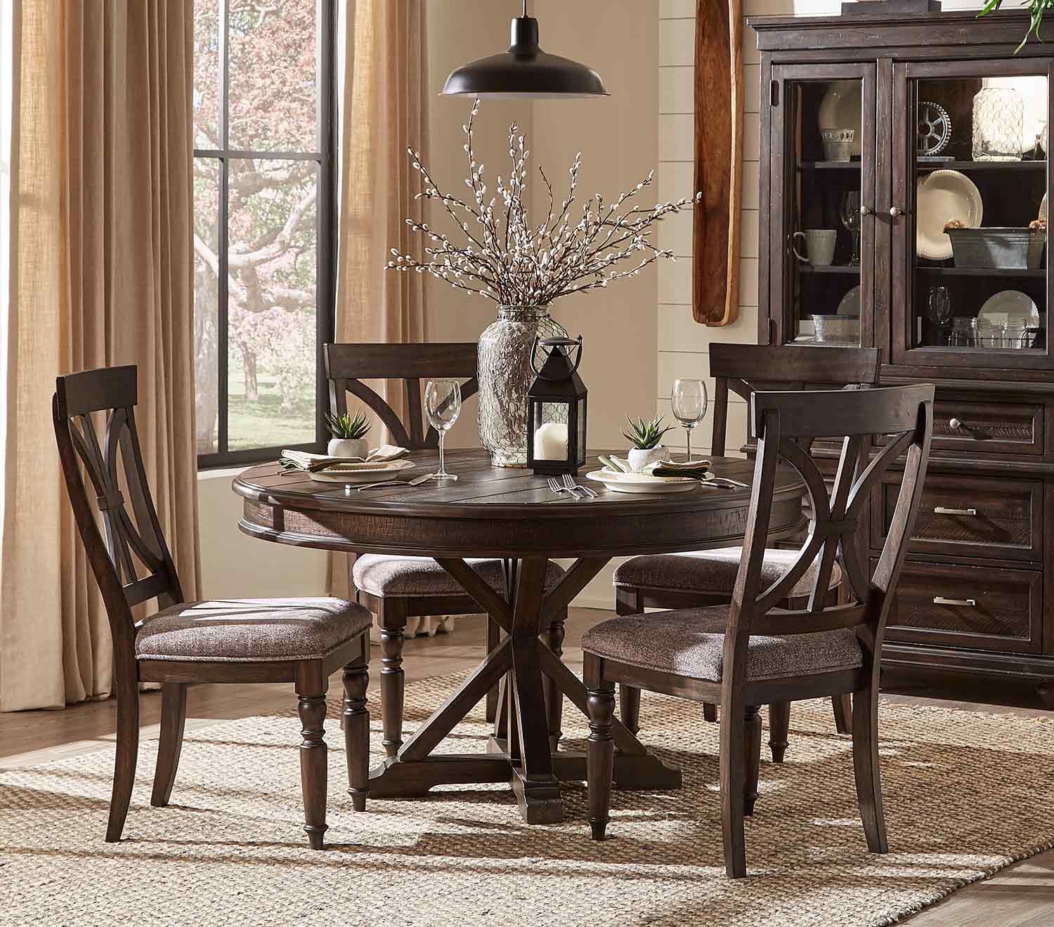 Homelegance Cardano Round Dining Set - Driftwood Charcoal