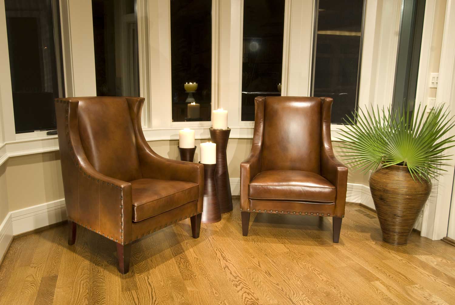 ELEMENTS Fine Home Furnishings Bristol 2-Piece Set Top Grain Leather Accent Chairs - Rustic