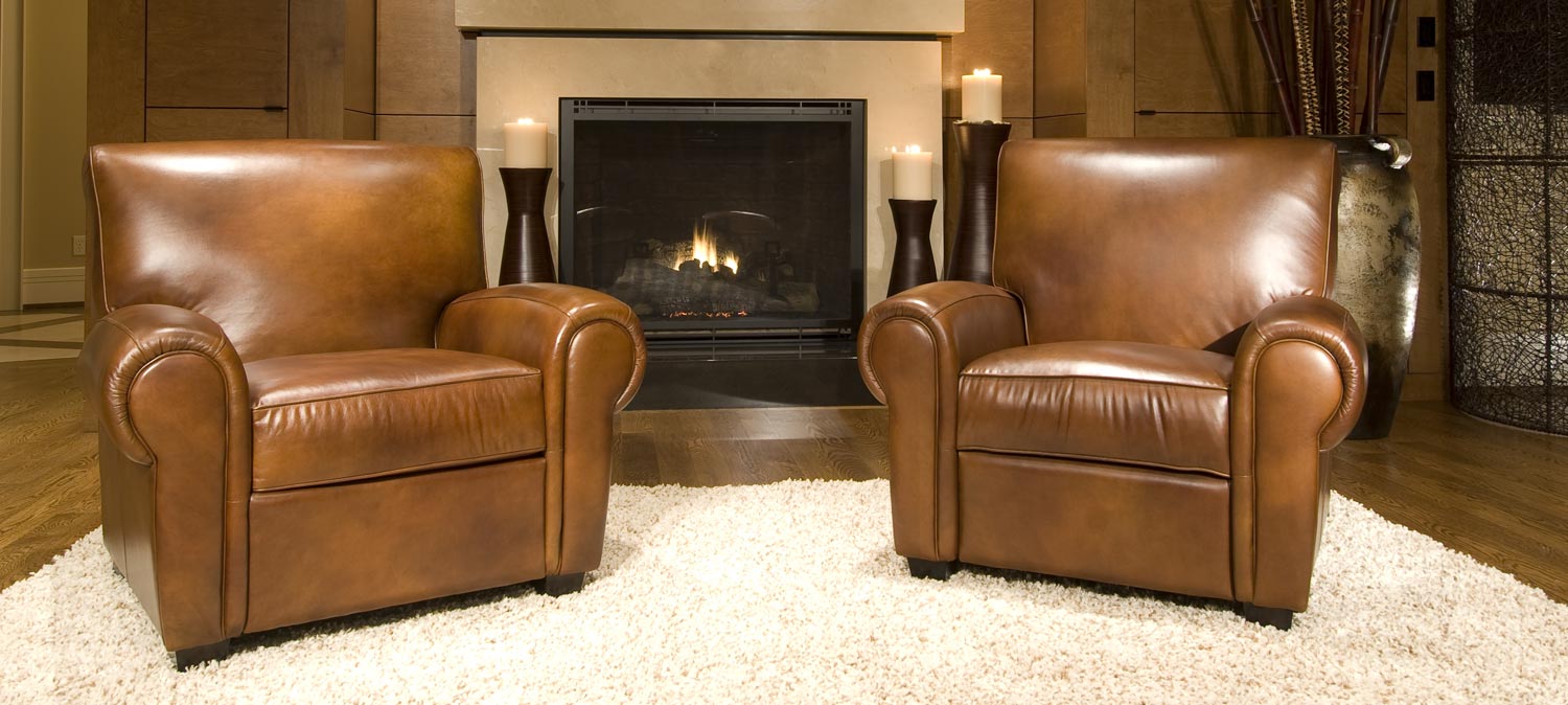 ELEMENTS Fine Home Furnishings Conrad 2-Piece Set Top Grain Leather Club Chairs - Rustic