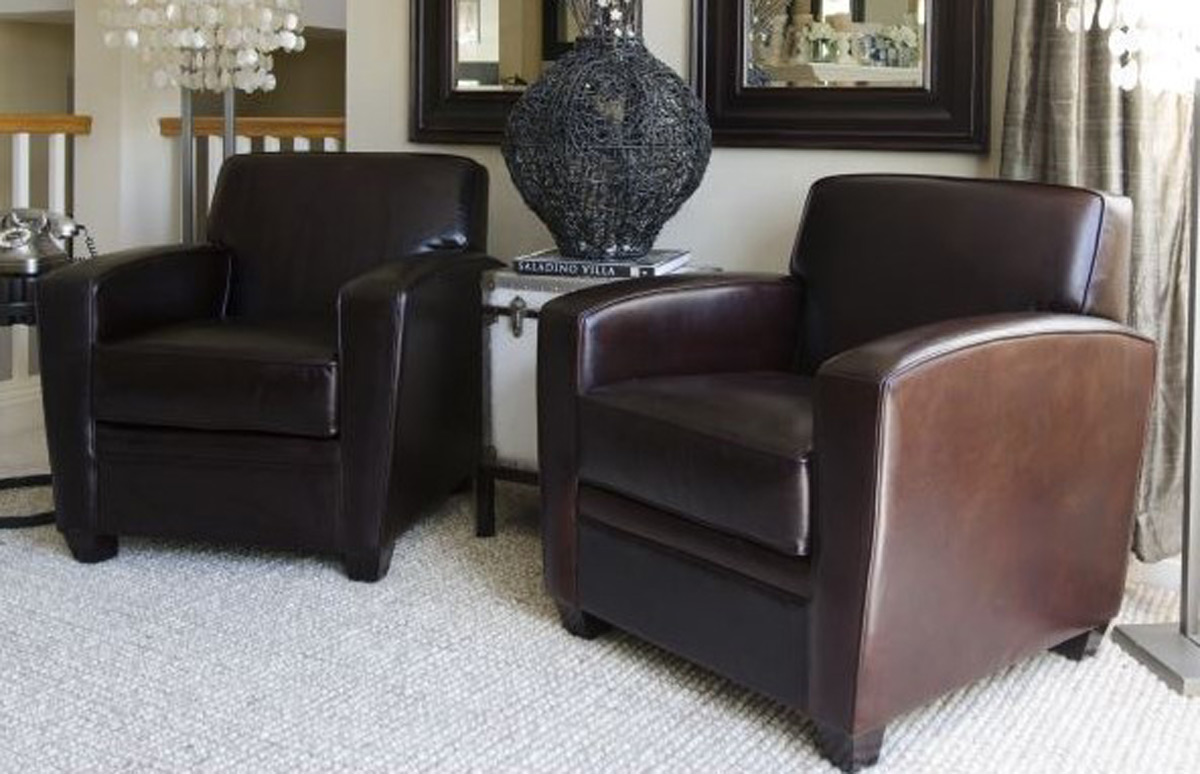 ELEMENTS Fine Home Furnishings Dexter 2-Piece Top Grain Leather Standard Chairs - Cappuccino