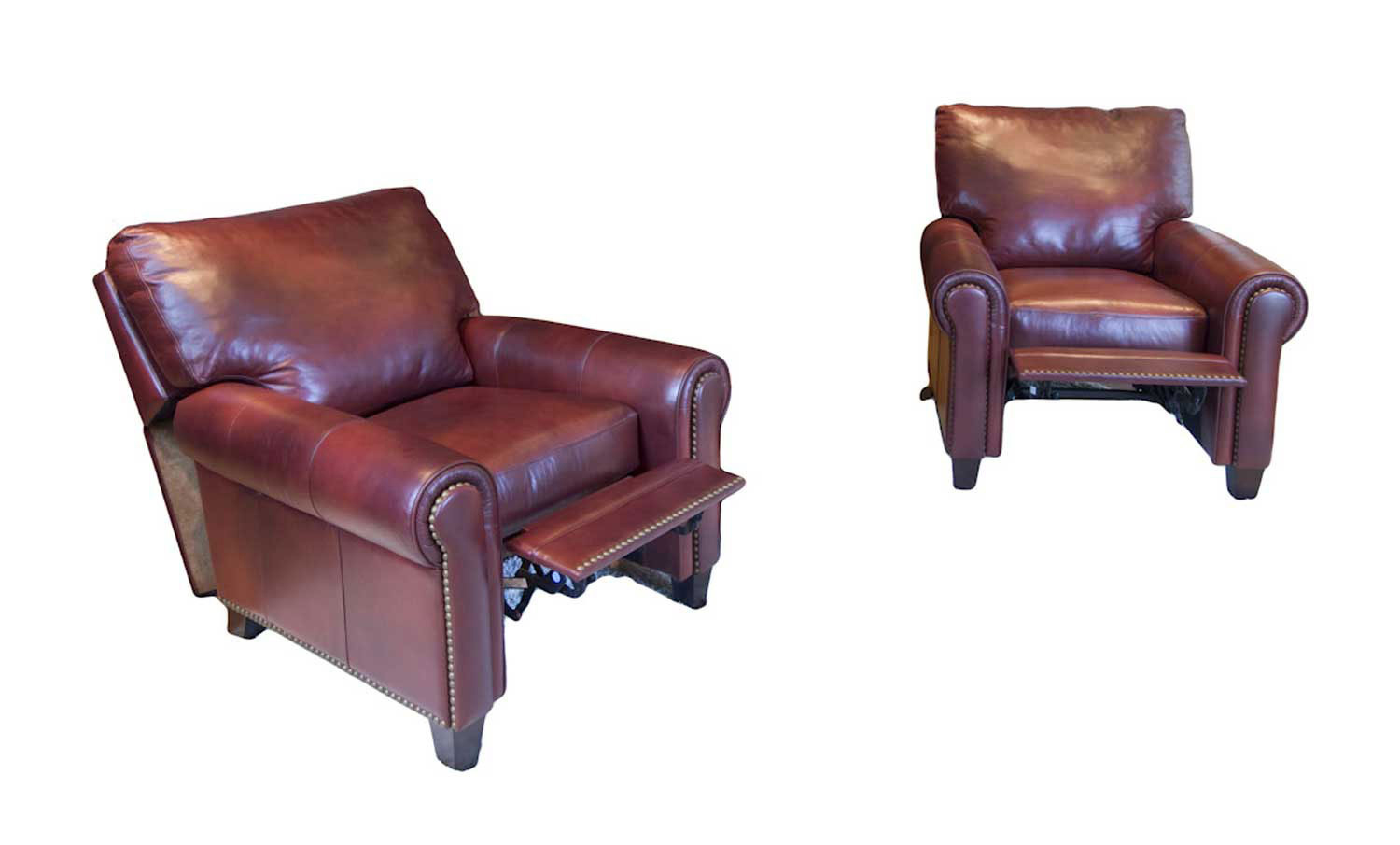 ELEMENTS Fine Home Furnishings Garret 2-Piece Set Top Grain Leather Reclining Chairs - Sienna