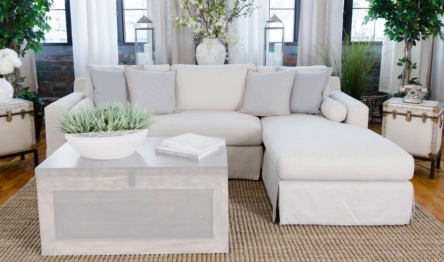 ELEMENTS Fine Home Furnishings Haley Fabric Sectional Sofa - Seashell