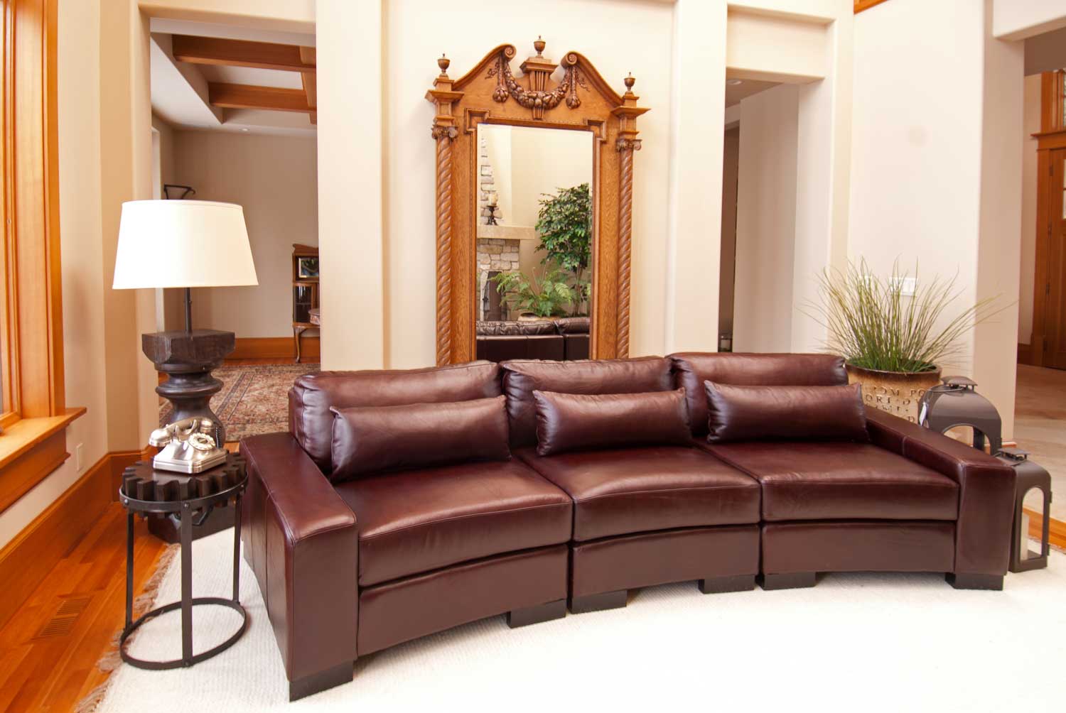 ELEMENTS Fine Home Furnishings Loft Top Grain Leather Sectional Sofa - Sable - Elements Fine Home Furnishings
