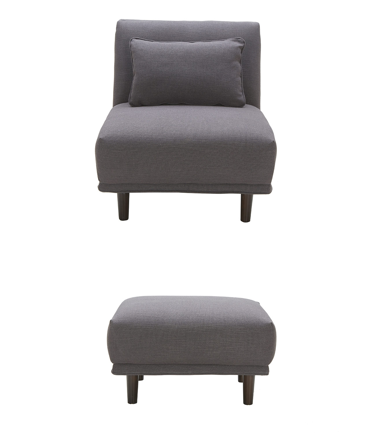 ELEMENTS Fine Home Furnishings Manhattan 2-Piece Set Including Armless Chair and Ottoman - Concrete