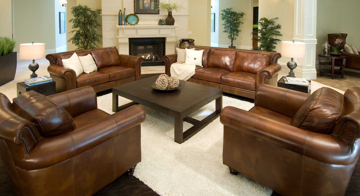 ELEMENTS Fine Home Furnishings Paladia 4-Piece Top Grain Leather Collection - Rustic