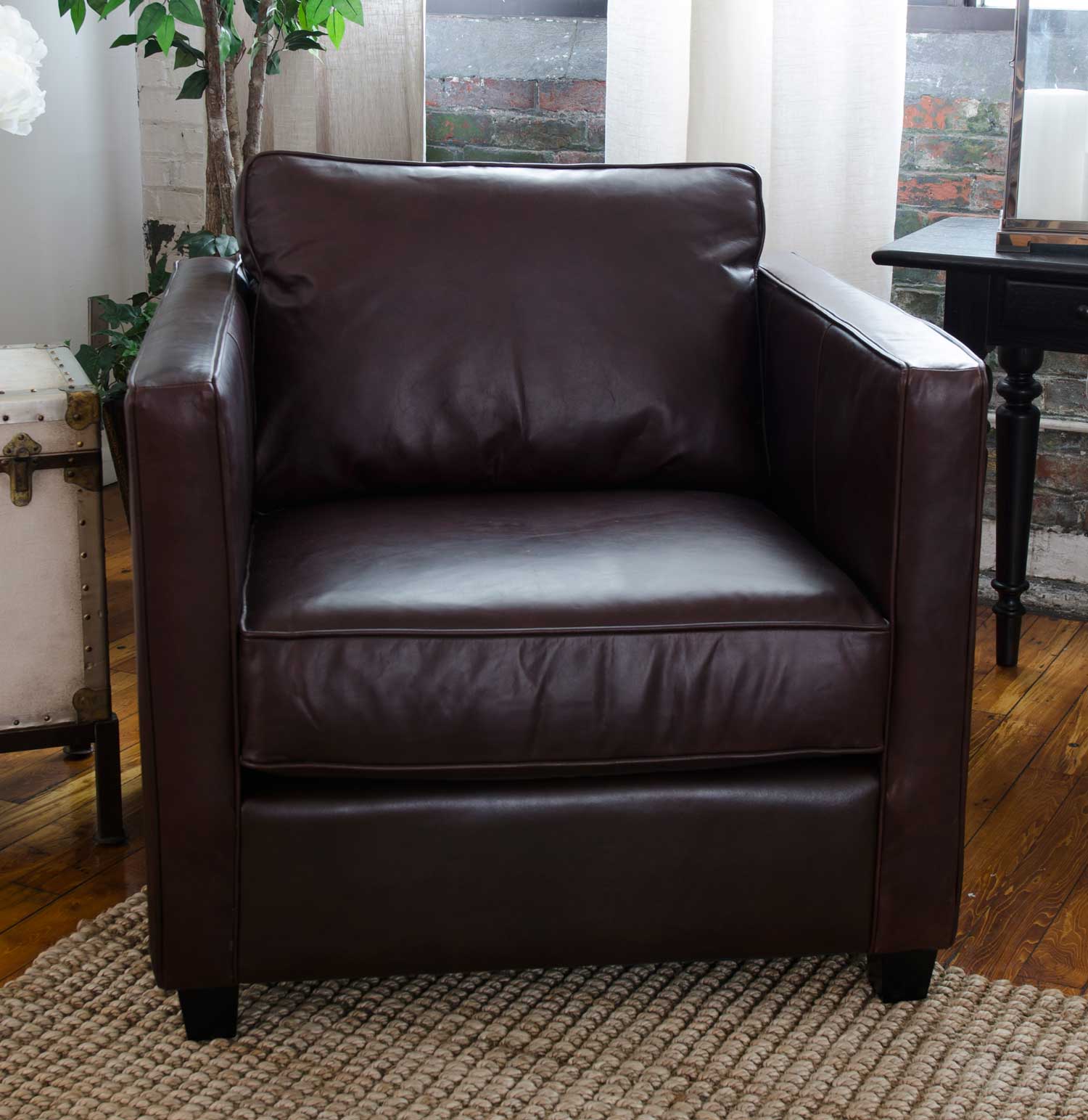 ELEMENTS Fine Home Furnishings Urban Top Grain Leather Standard Chair - Cappuccino