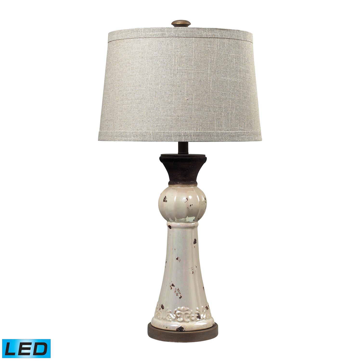 Elk Lighting 113-1127-LED Lorraine Table Lamp - Distressed Pearlescent with Rust