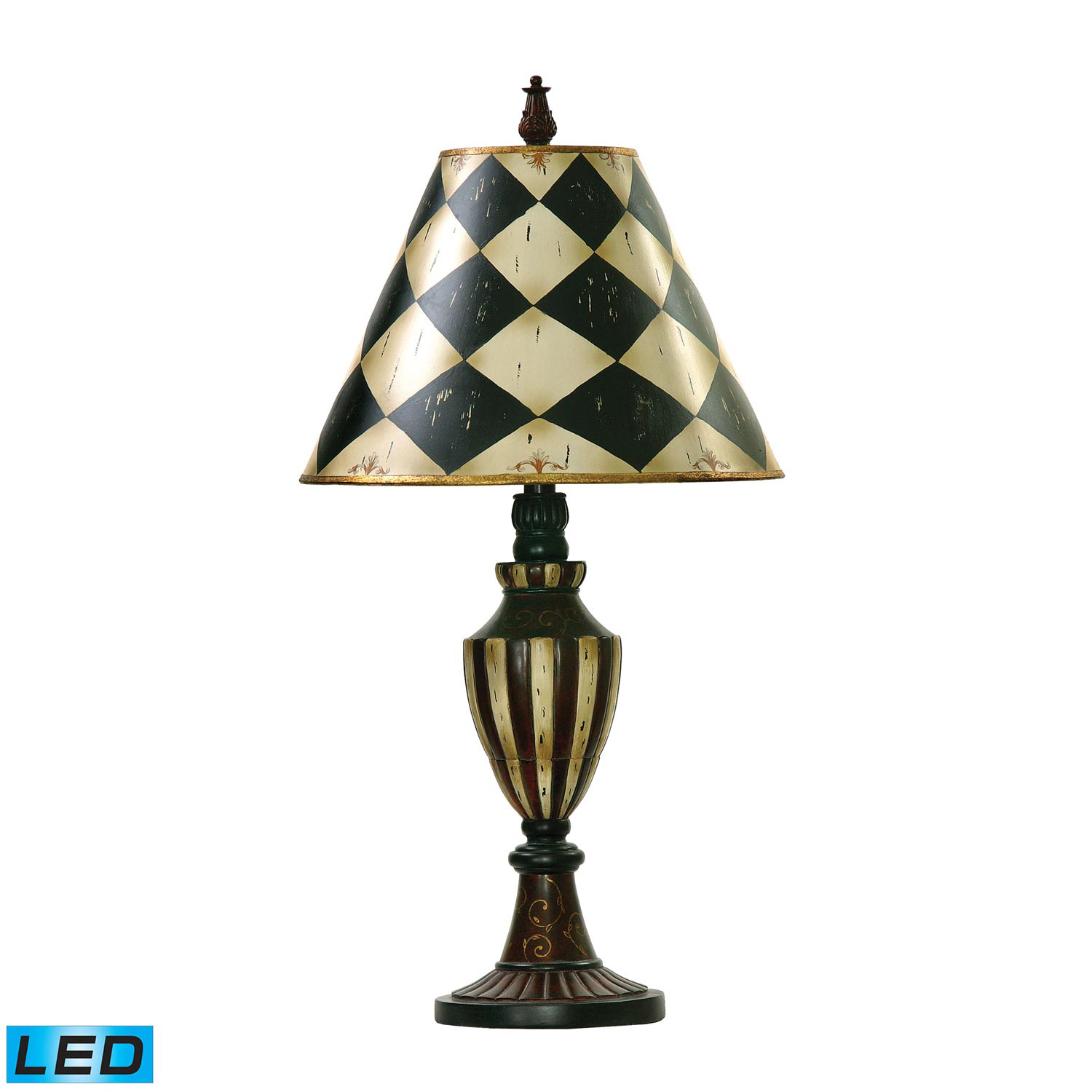 Elk Lighting 91-342-LED Harlequin and Stripe Urn Table Lamp - Black / Antique White