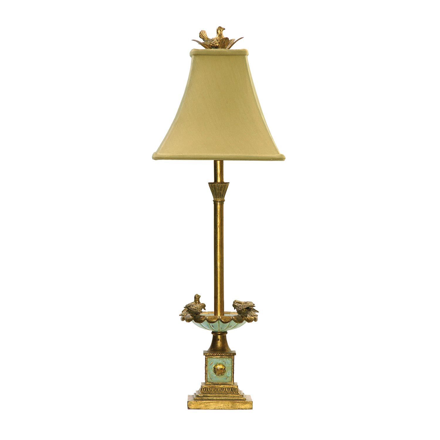 Elk Lighting 91-518 Bird Bath Candlestick Table Lamp - Gold Leaf / Grantsmoth Green