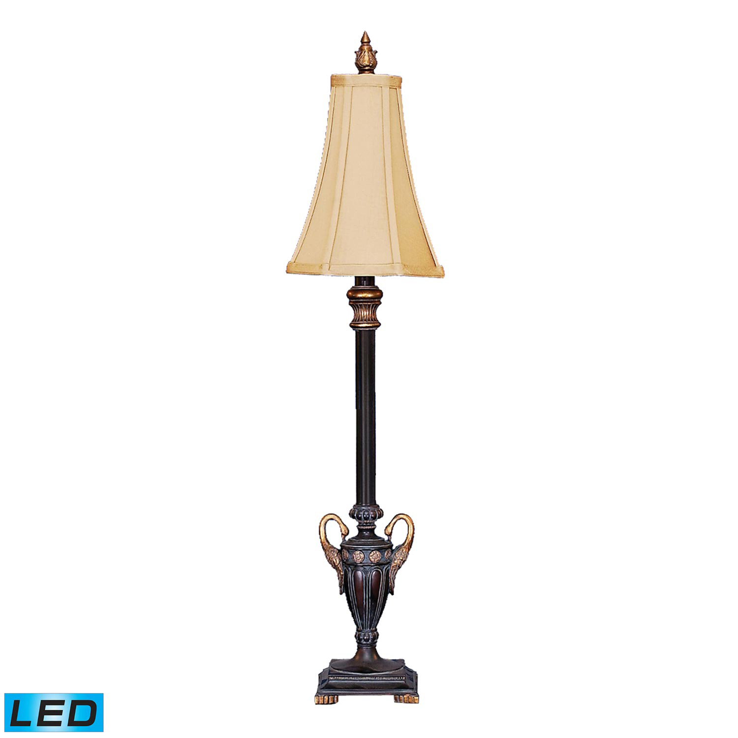 Elk Lighting 91-588-LED Double Swan Candlestick Table Lamp - Black / Gold Leaf