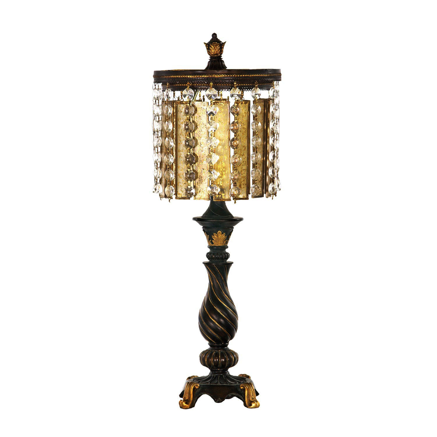 Elk Lighting 93-090 Amber and Crystal Table Lamp - Gold Leaf / Black