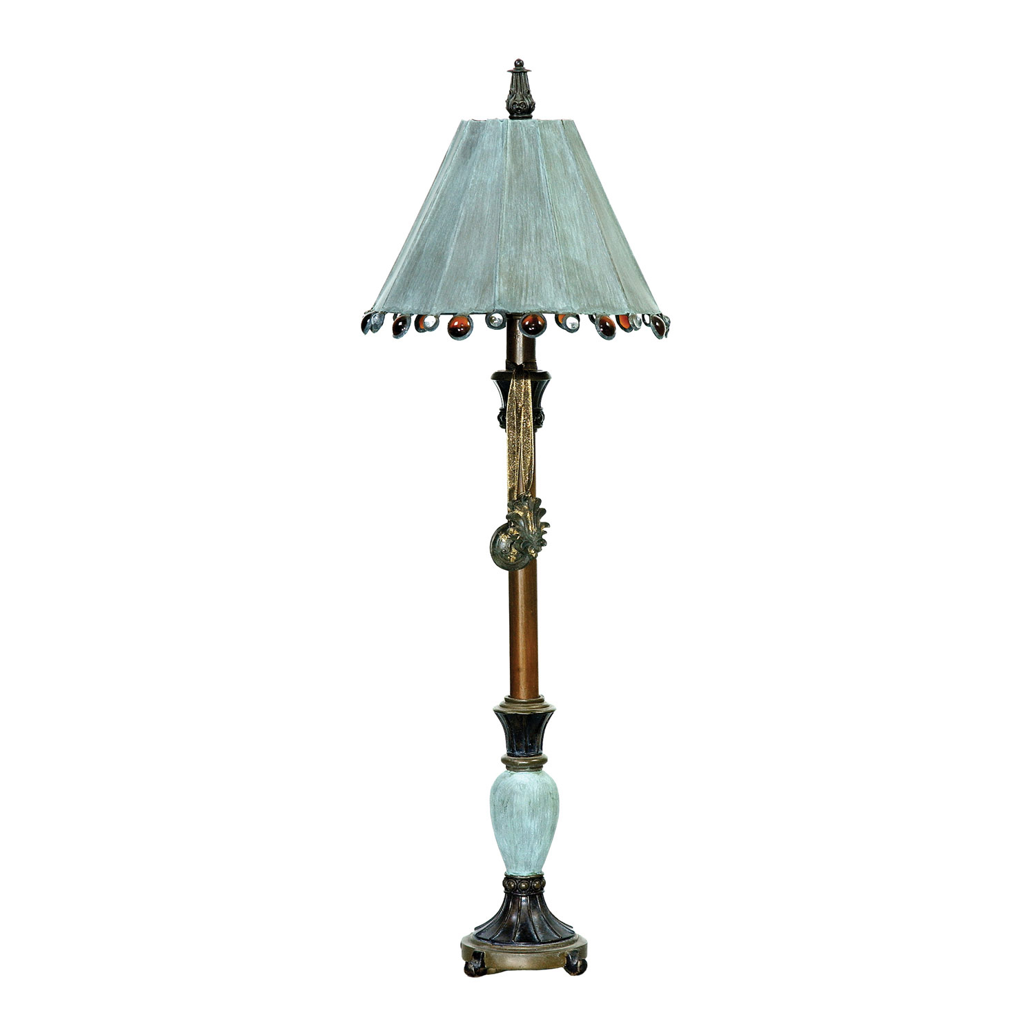 Elk Lighting 93-155 Rustic Tiffany Table Lamp - Cambridge Bronze / Blue