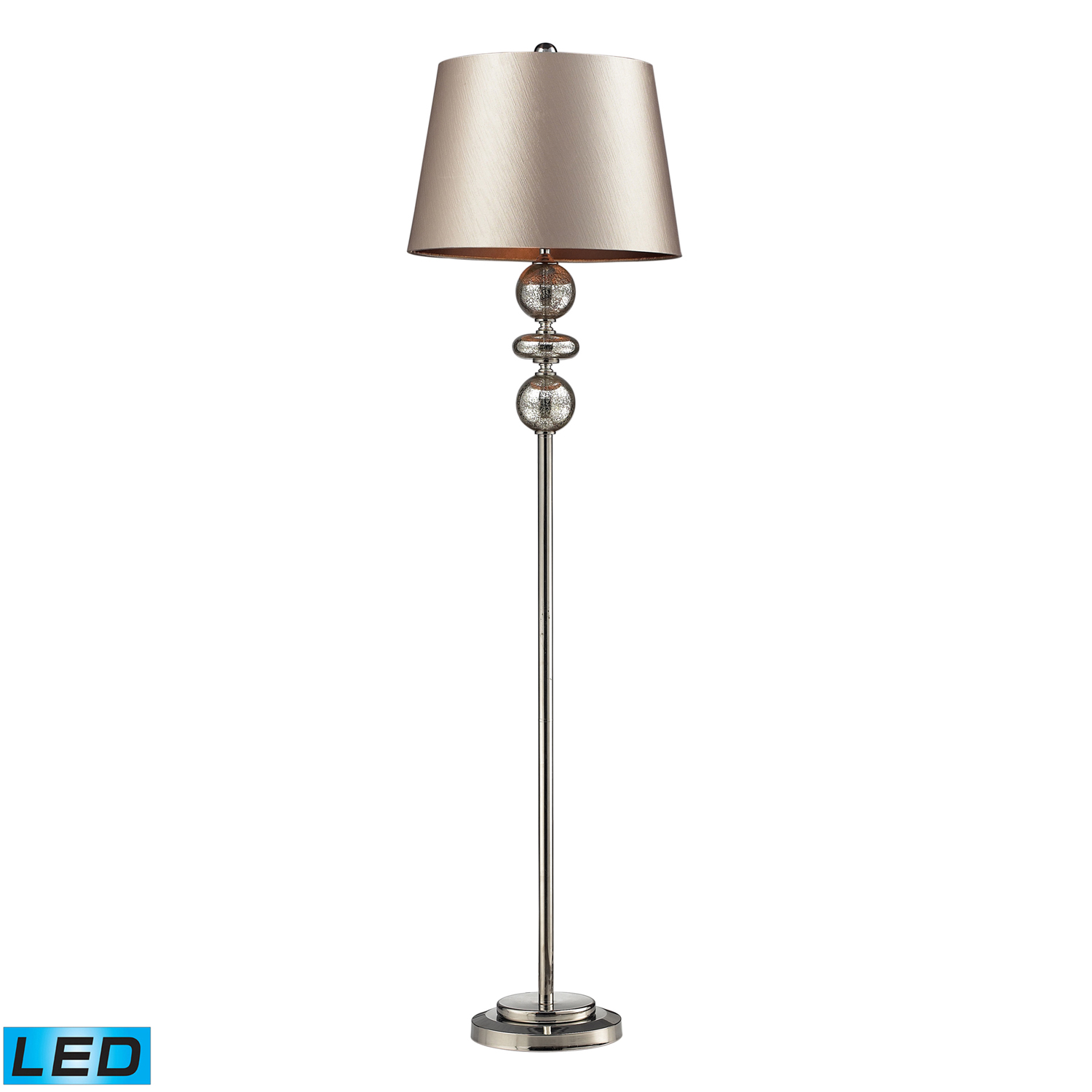 Elk Lighting D2228-LED Hollis Floor Lamp - Antique Mercury Glass and Polished Nickle