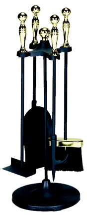 UniFlame 5 Pc Polished Brass /black Stoveset-Uniflame