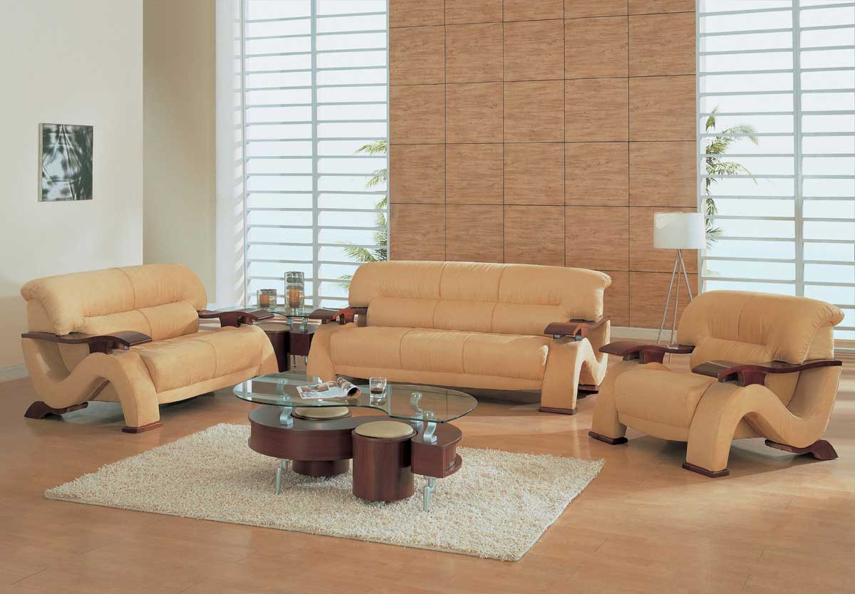 Global Furniture USA GF-2033 Sofa Set-Beige Microfiber