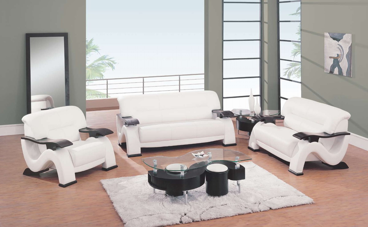 Global Furniture USA GF-2033 Living Room Collection - White Leather Match