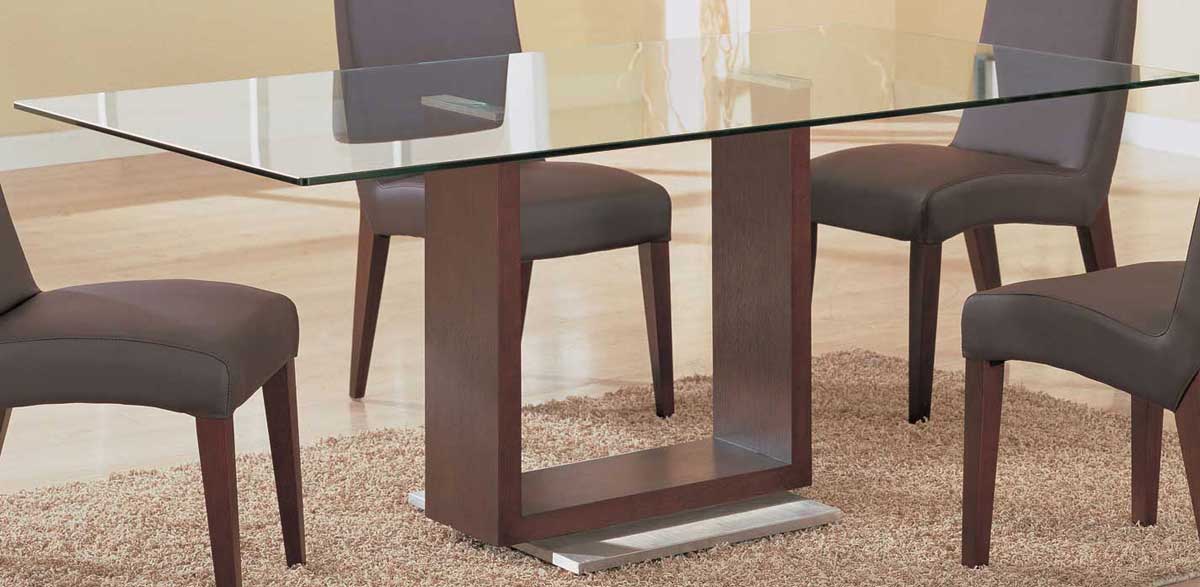 Global Furniture USA GF-388 Dining Table-Mahogany and Silver