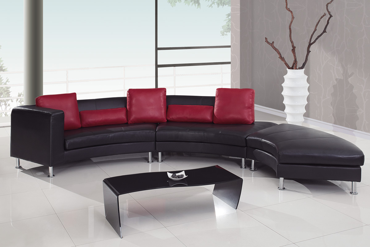 Global Furniture USA 919 Sectional Set A - Black/Red