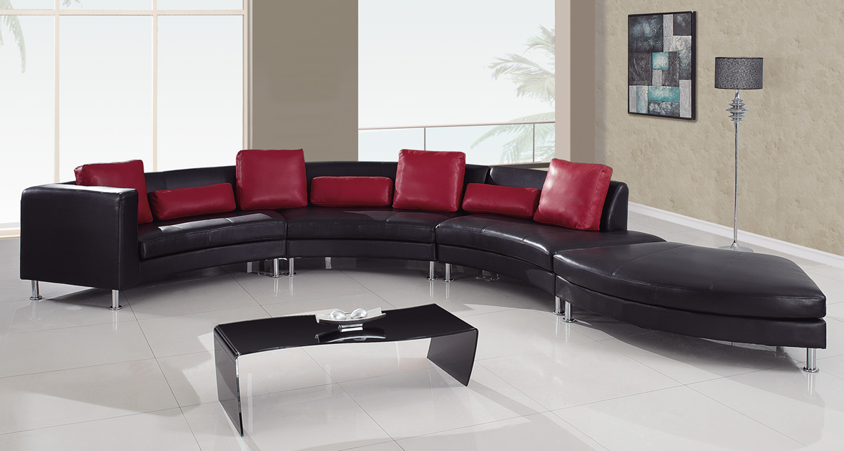 Global Furniture USA 919 Sectional Set B - Black/Red