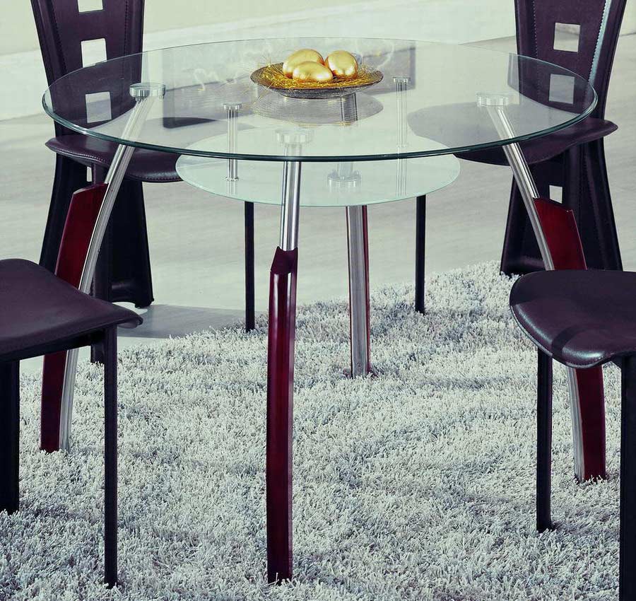 Global Furniture USA GF-A08 Dining Table - Chrome with Mahogany Wood
