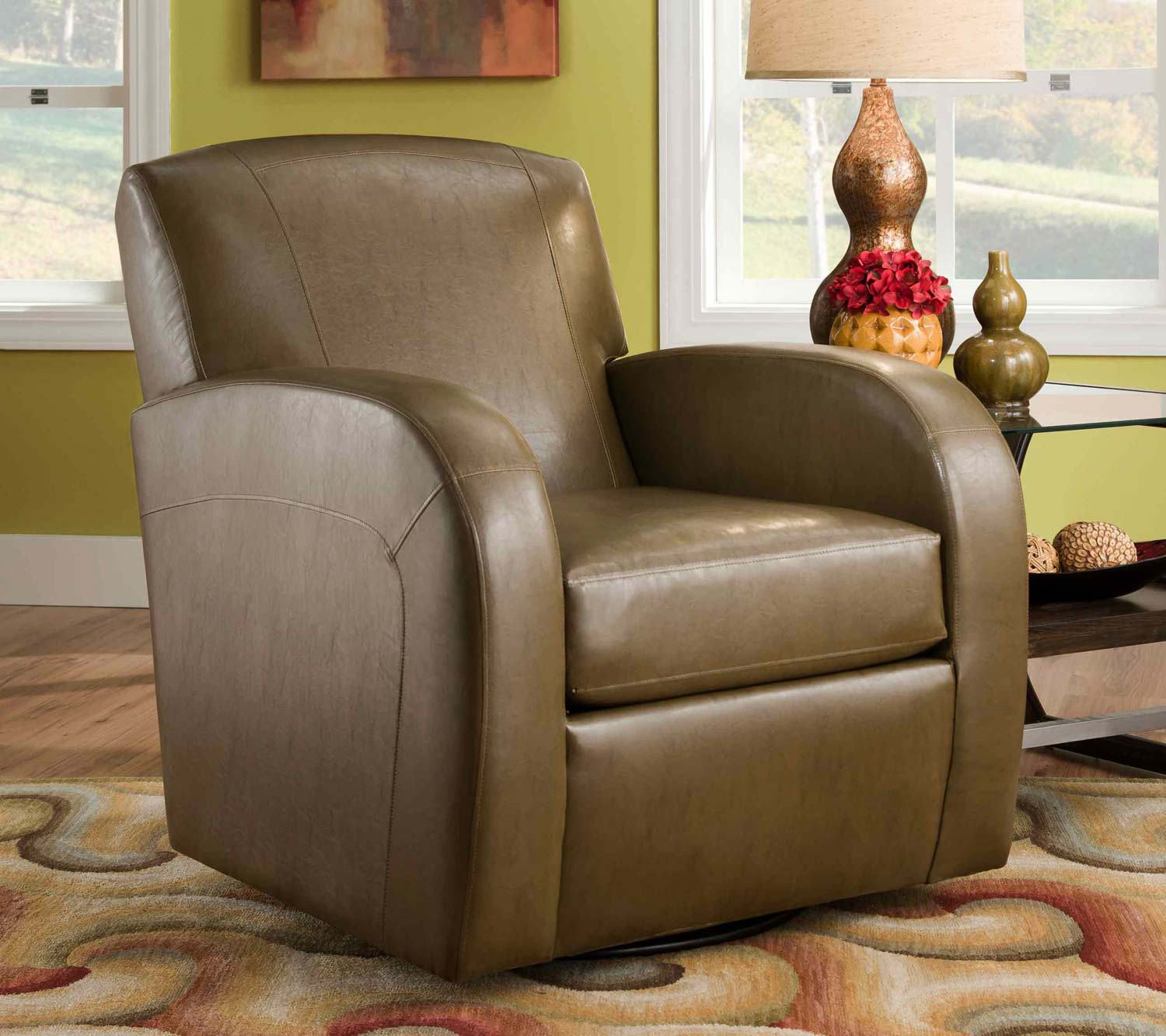 Global Furniture USA 1500 Swivel Chair Bonded Leather Brown GFAC1500BRCH at