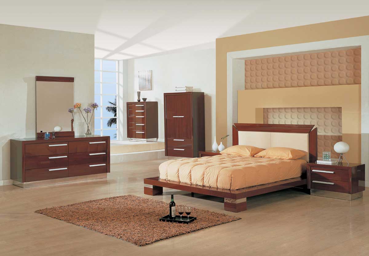 Global Furniture USA B99 Bedroom Collection-Brown with Leather Headboard