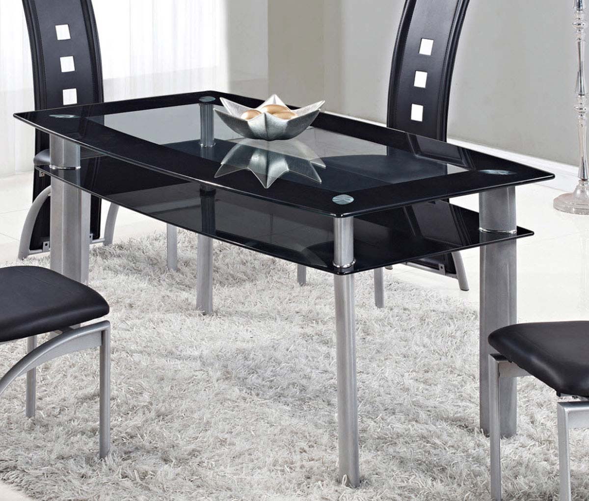 Global Furniture USA 1058DT Dining Table - Clear Welt/Black Trim - Metal Legs
