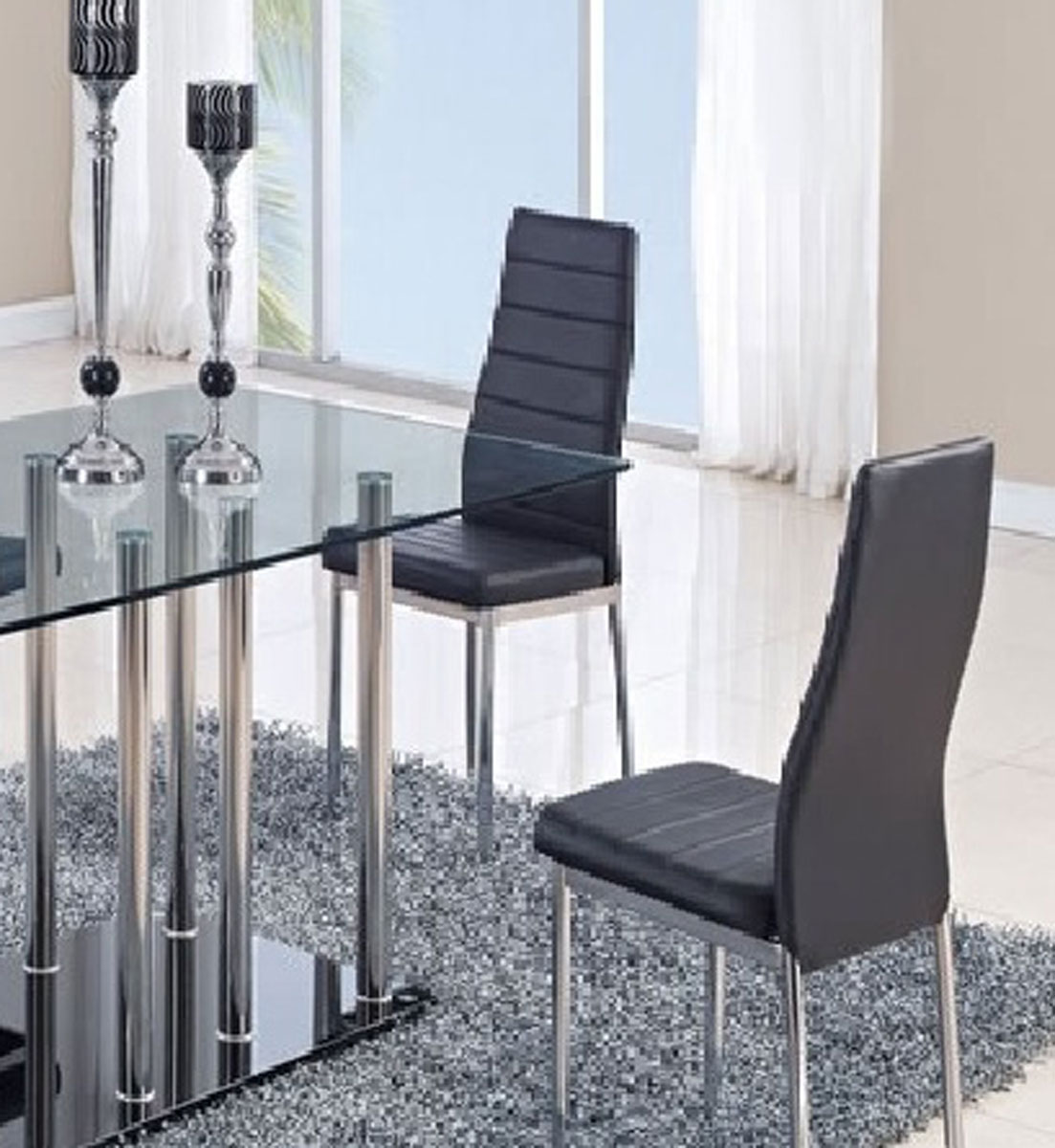 Global Furniture USA 140DC Dining Chair - Vinyl - Black/Metal Legs