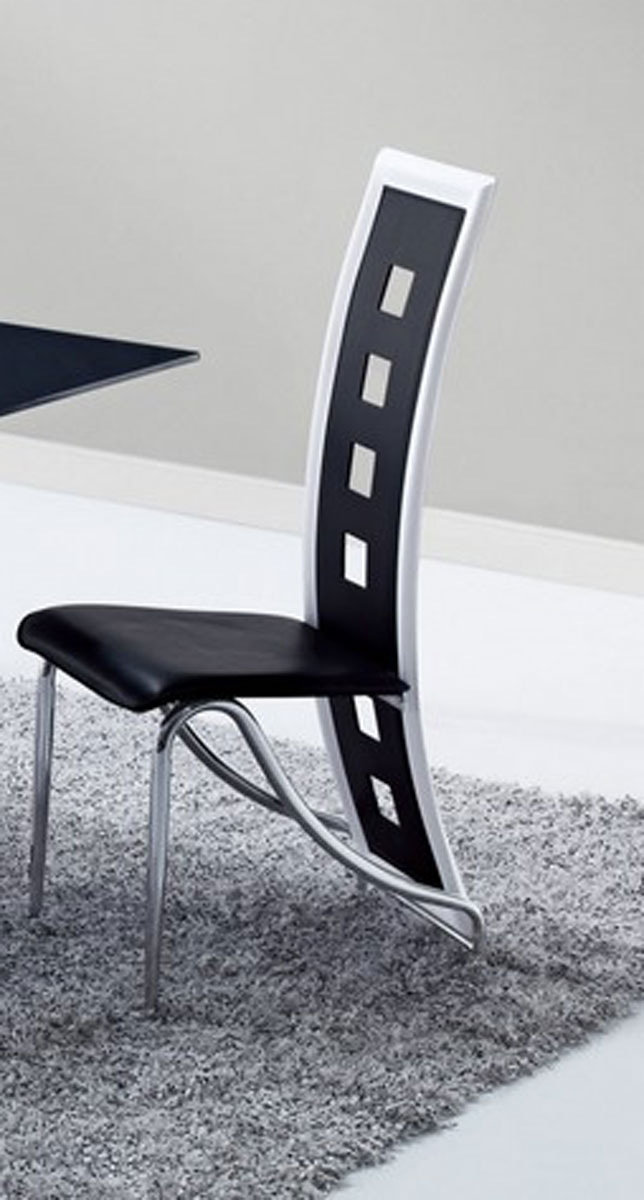 Global Furniture USA 803 Dining Chair - Black/White Trim - Metal Legs