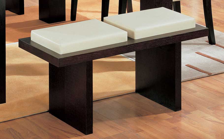 Global Furniture USA G020 Bench-Beige Leatherette Cushion and Wenge Wood