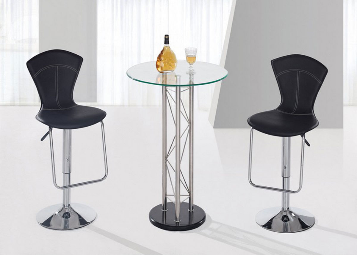 Global Furniture USA 208 - Bar Table Set - Black - Chrome Legs A
