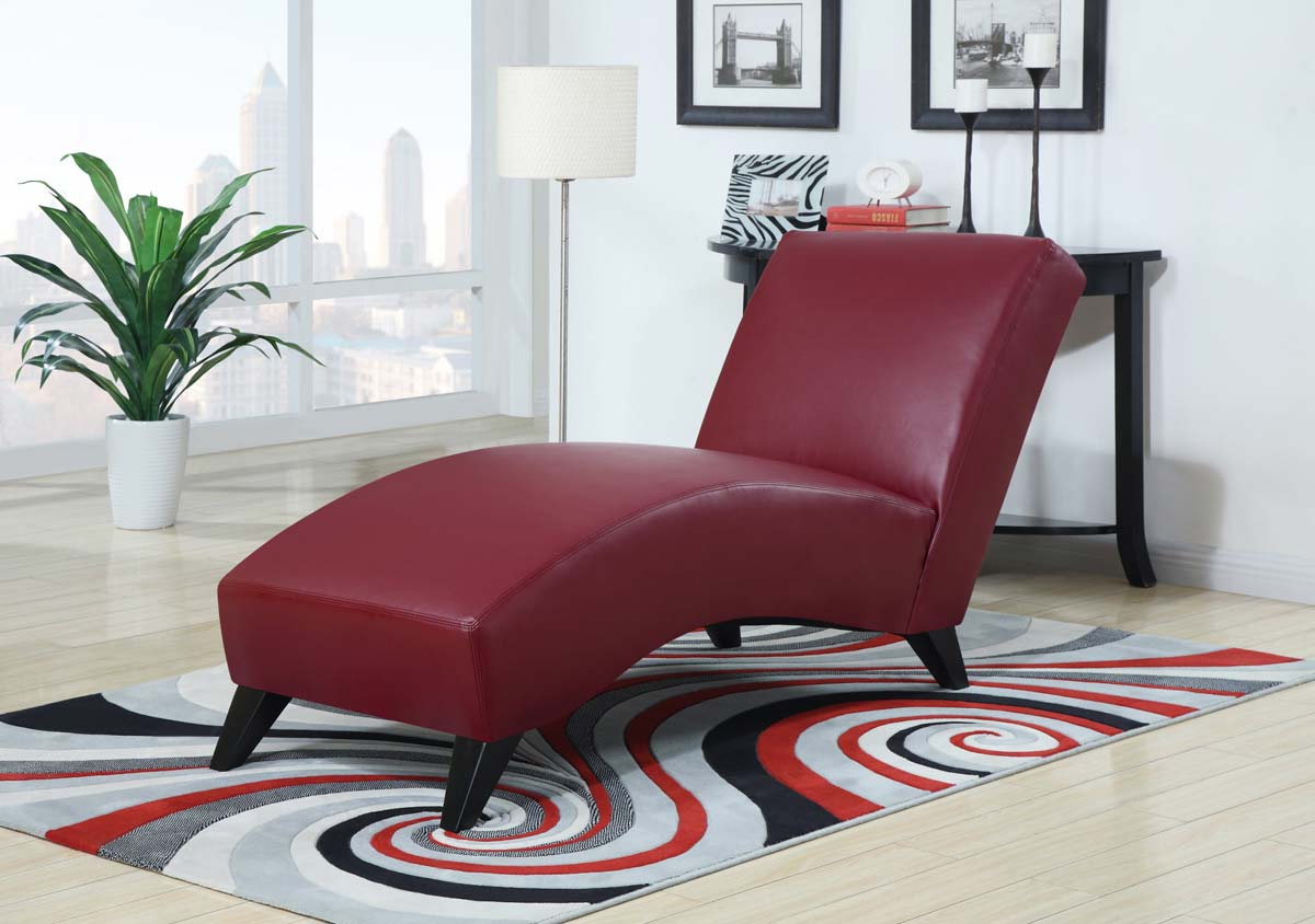 Global Furniture USA 1999R Chaise - Vinyl - Red/Black Legs