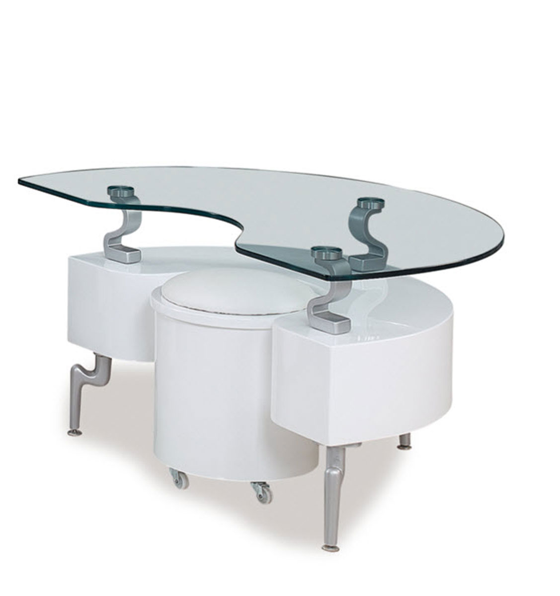 Global Furniture USA 288 End Table - White - MDF/Vinyl/Metal Legs