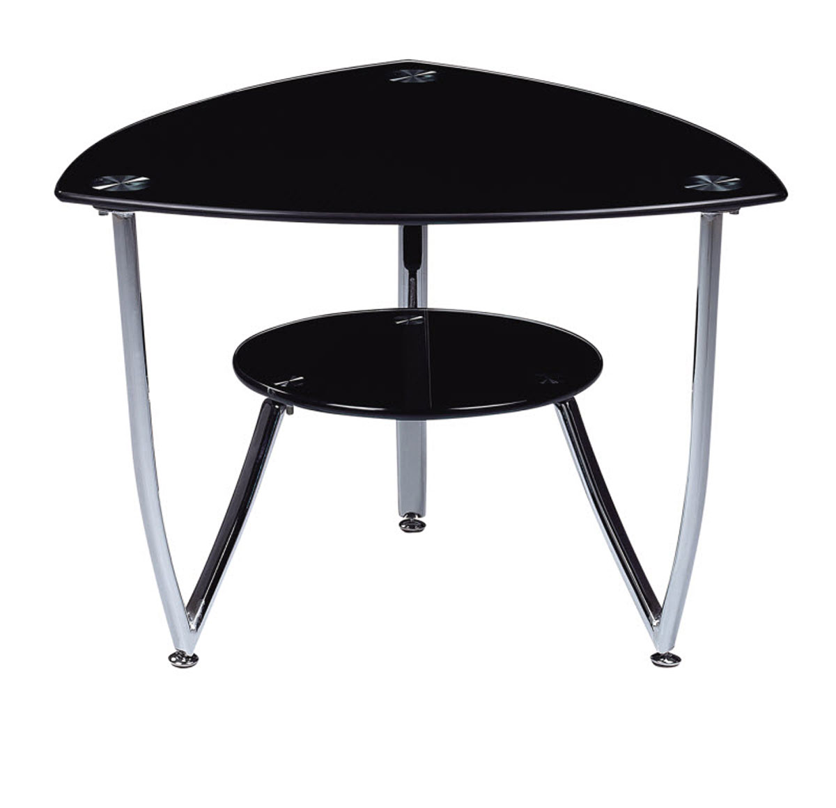 Global Furniture USA 601 End Table - Black Glass - Metal Legs