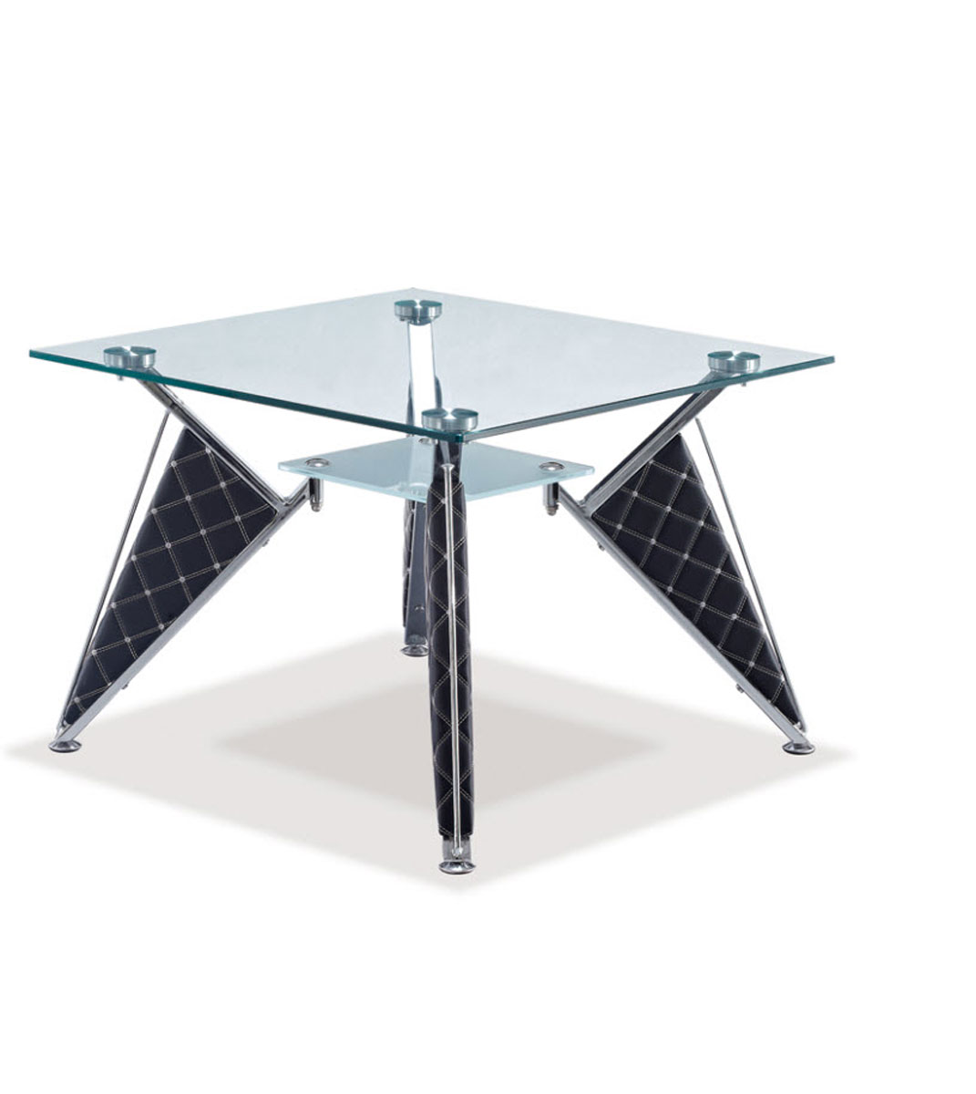 Global Furniture USA A107 End Table - Frosted Glass- Silver/Black/Metal/Vinyl Legs