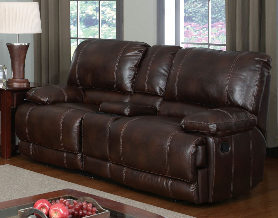 Global Furniture USA 1953 Console Reclining Love Seat - Bonded Leather - Brown