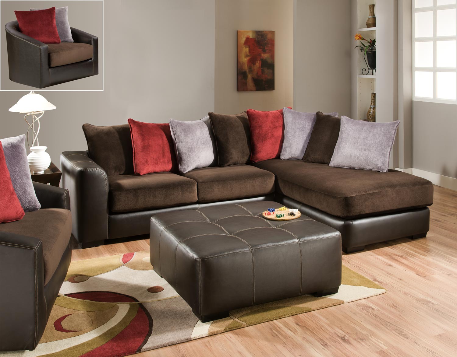 Global Furniture USA 2780 Sectional Sofa Set - Champion/Bicast - Chocolate