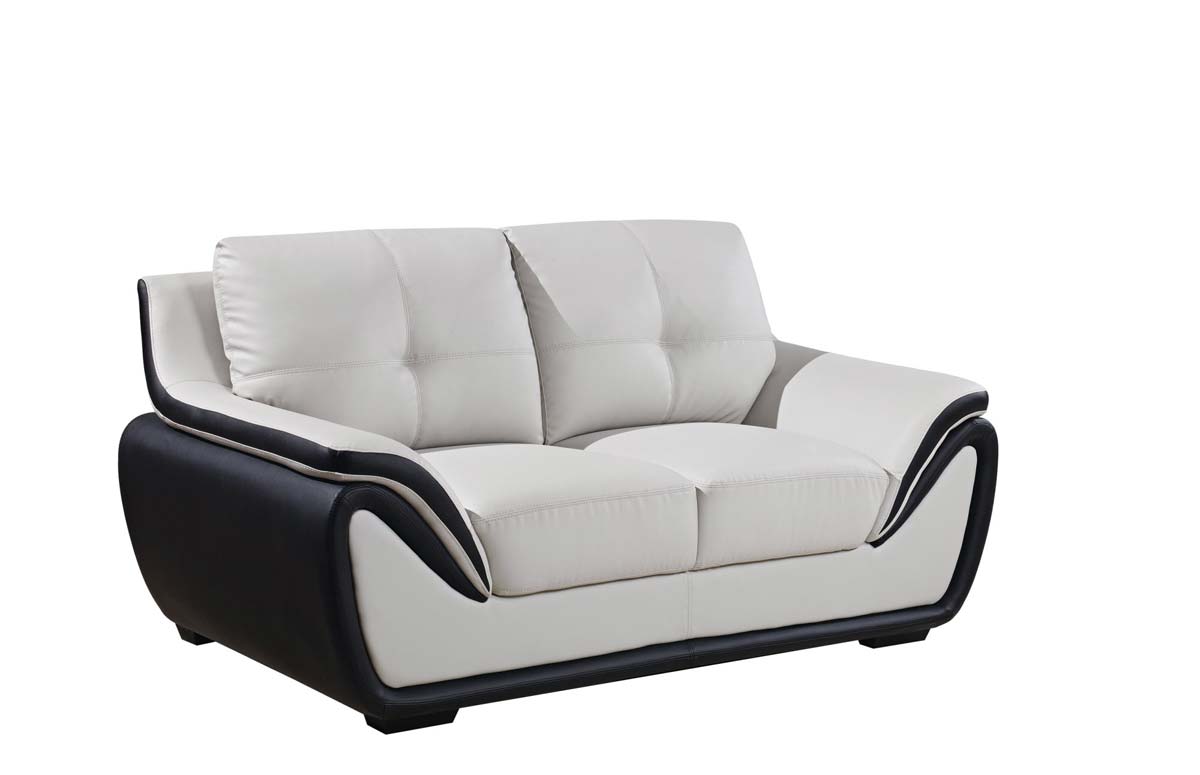Global Furniture USA 3250 Love Seat - Grey/Black/Bonded Leather with Wood Legs
