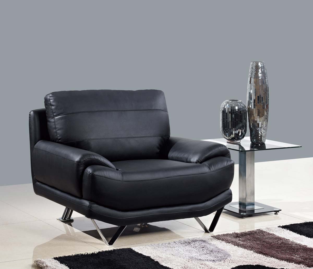 Global Furniture USA 4030 Chair - Black/Bonded Leather with Metal Legs