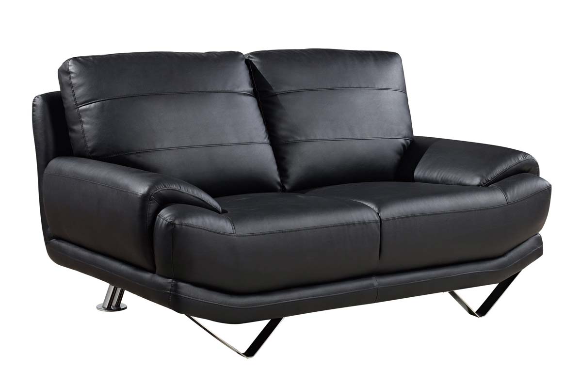 Global Furniture USA 4030 Love Seat - Black/Bonded Leather with Metal Legs