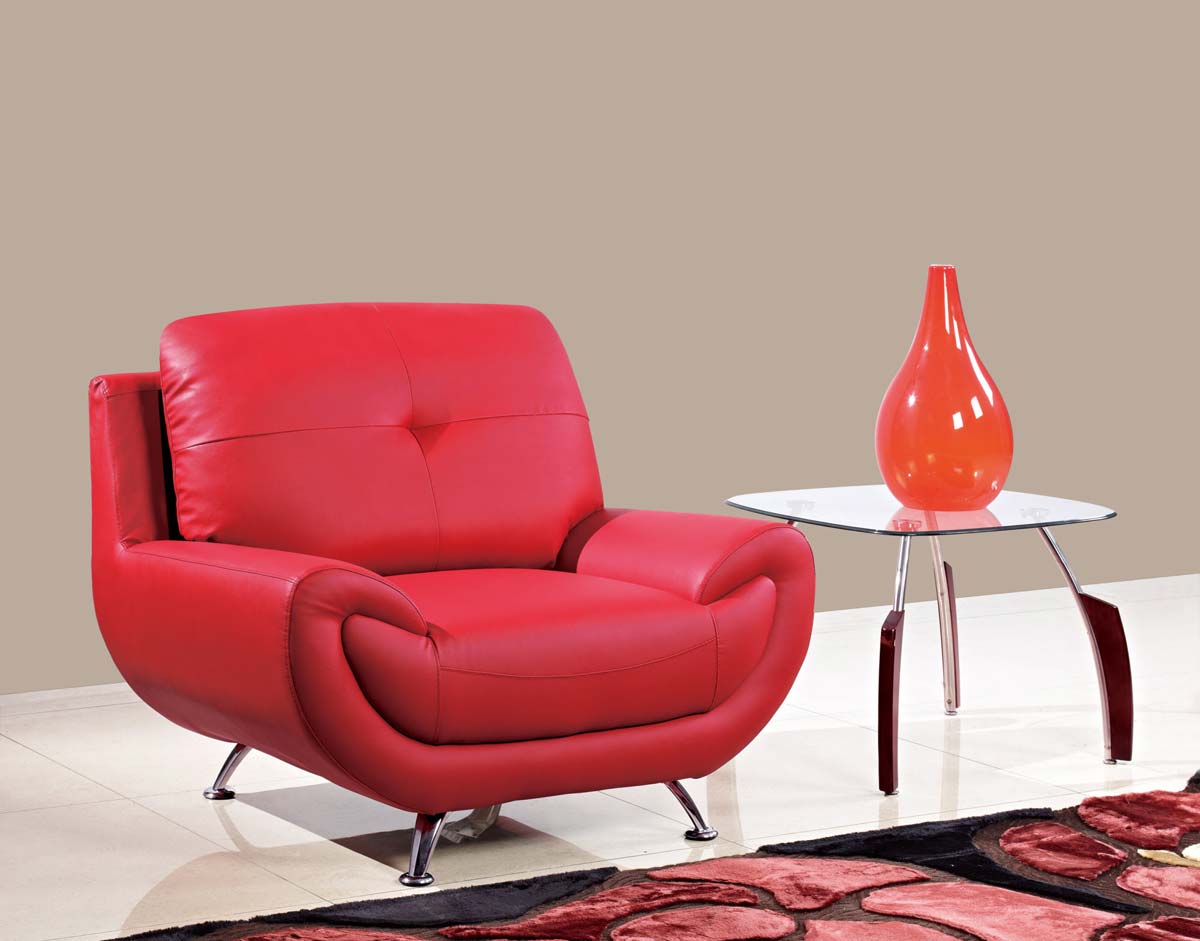 Global Furniture USA 4120 Chair - Red/Bonded Leather with Metal Legs
