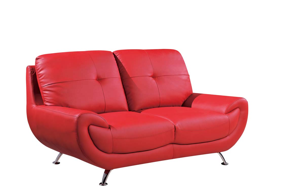 Global Furniture USA 4120 Love Seat - Red/Bonded Leather with Metal Legs